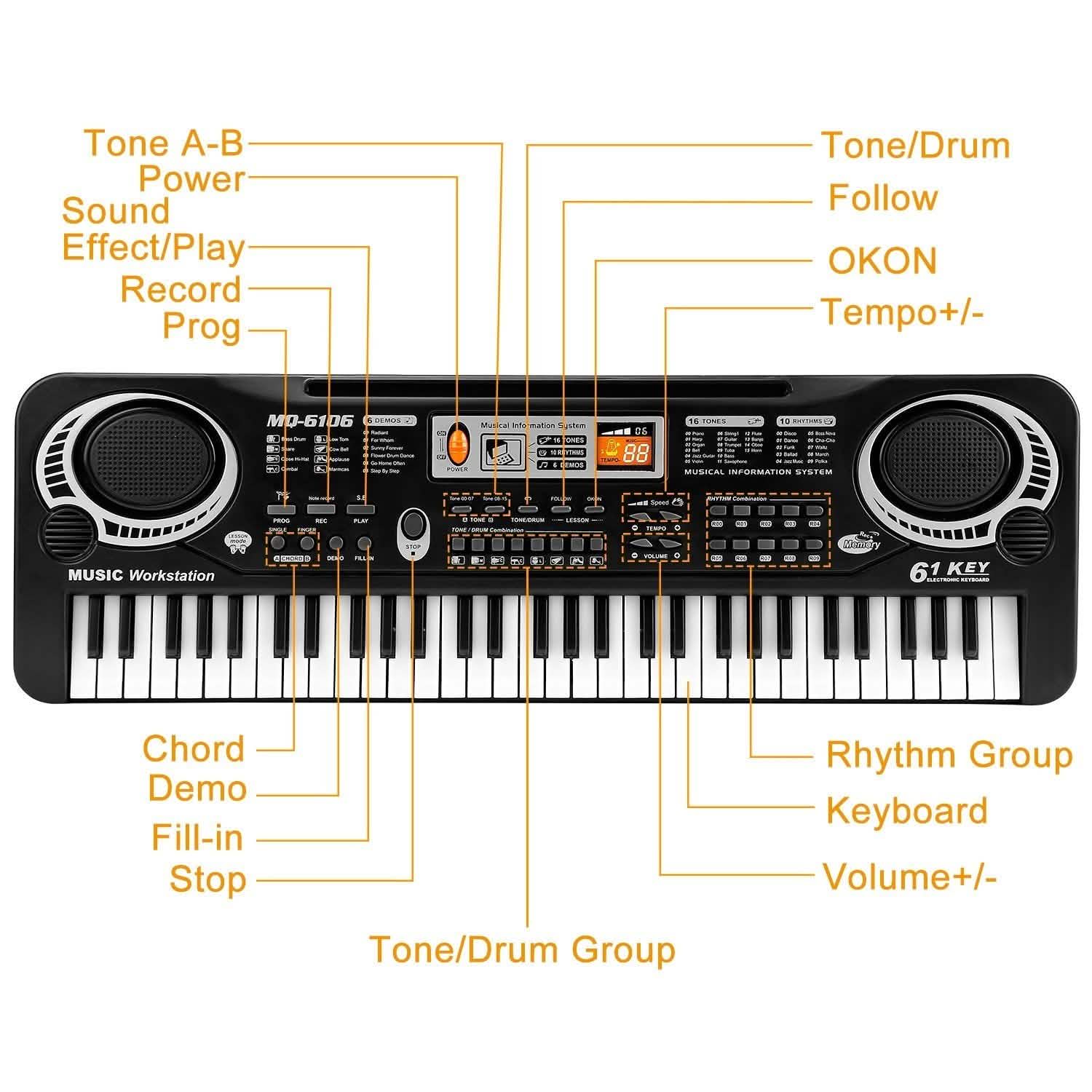 61 Keys Digital Music Electronic Keyboard