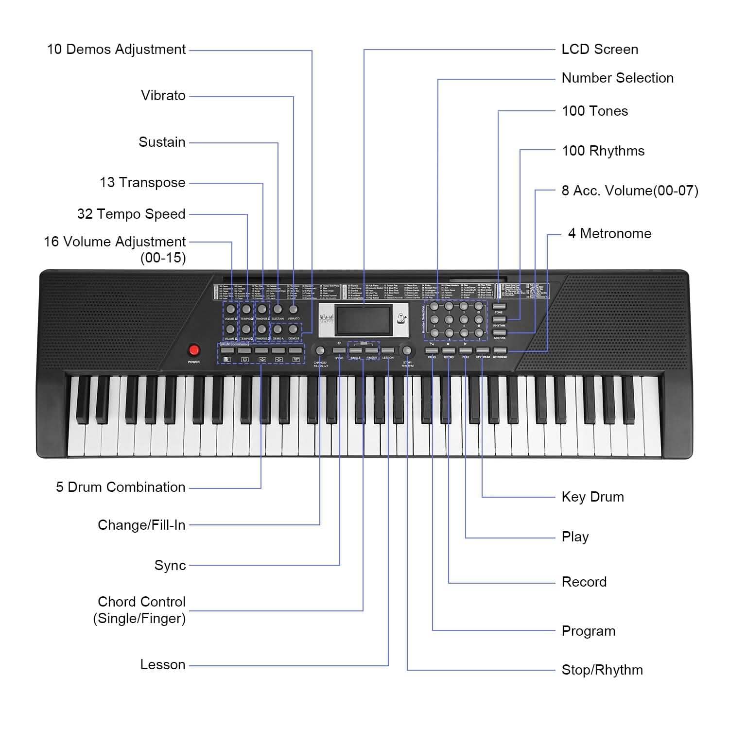 61 Keys Digital Music Keyboard Electronic Piano